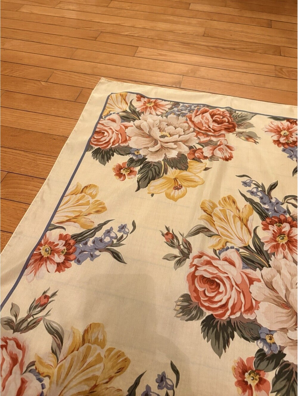 Vintage Polo Ralph Lauren Silk Yellow Floral Scarf 33”x 34” Stunning! - Picture 8 of 10